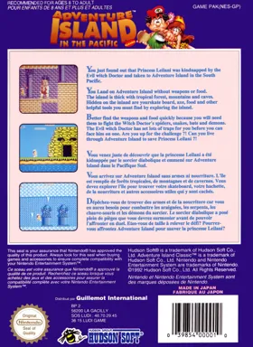 Adventure Island Classic (Europe) box cover back